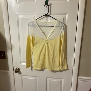 3/$12 Sale Old Navy XS Yellow/White Long Sleeve Sheer Tee
